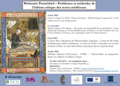Thumbnail for the post titled: Webinaire Prométhéd “Problèmes et méthodes de l’édition des textes médiévaux”